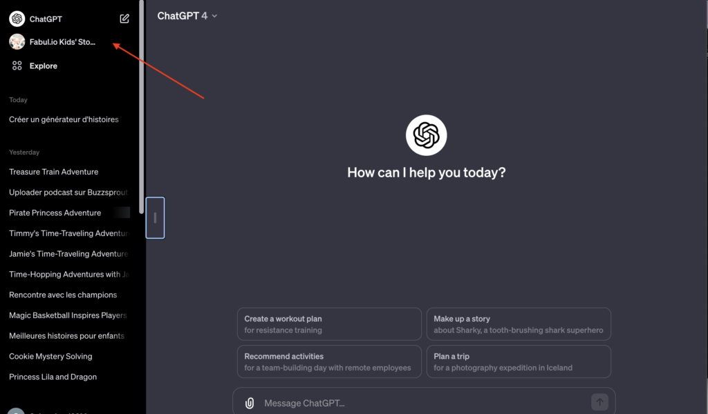 Connect on fabul.io openai chatGPT story creator